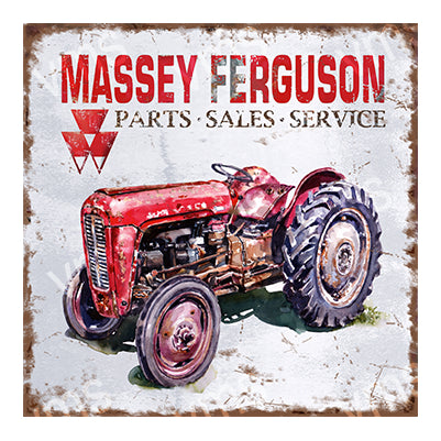 TRC001 - MASSEY FERGUSON TRACTOR RED VINTAGE METAL SIGN - 12"x12"