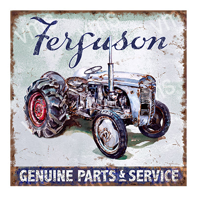 TRC003 - FERGUSON BLUE TRACTOR VINTAGE METAL SIGN RUST EFFECT - 12"x12"