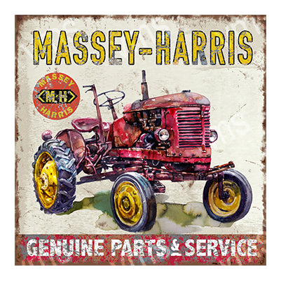 TRC005 - MASSEY HARRIS TRACTOR VINTAGE METAL SIGN RUST EFFECT - 12"x12"