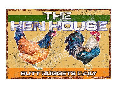 AN025B HEN HOUSE METAL SIGN12"X8"