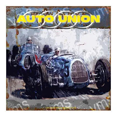 AUD0300 AUTO UNION RACING METAL SIGN 12"X12"