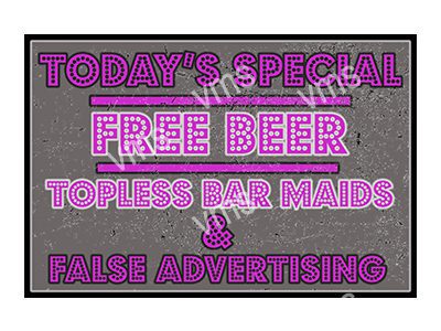 BAR001B FREE BEER METAL FUNNY SIGN 12"X8"