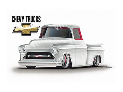 CHEV020 CHEVY PICK UP 1957 WHITE METAL SIGN 12"X8"