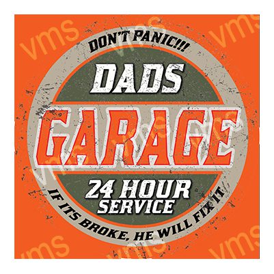 DAD003A DADS GARAGE METAL SIGN  12"X12"