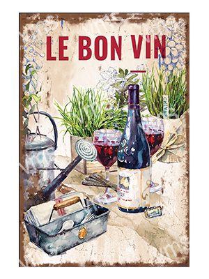 DAZ005 LE BON VIN METAL SIGN 8"X12"