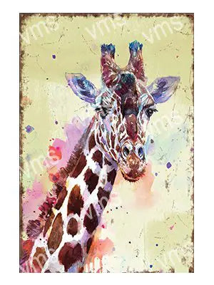 DAZ011 GIRAFFE METAL SIGN 12"X18"