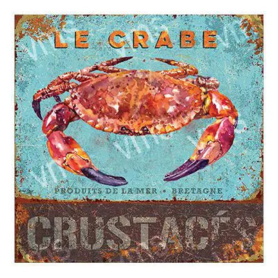 DAZ016 CRAB METAL SIGN  12"X12"