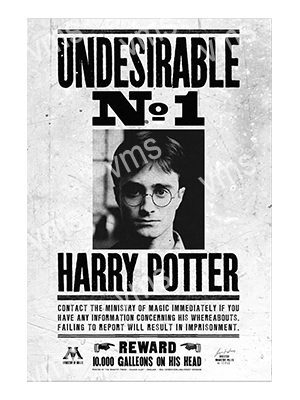 FLM002 H POTTER WANTED METAL SIGN 12"X18"