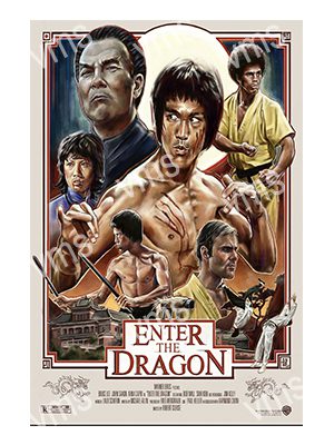 FLM0205B BRUCE LEE ENTER DRAGON METAL SIGN 8"X12"