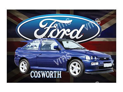 FORD0100 ESCORT COSWORTH VINTAGE METAL SIGN 18"X12"