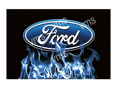 FORD0100C BLUE OVAL BLUE FLAMES VINTAGE METAL SIGN 18"X12"