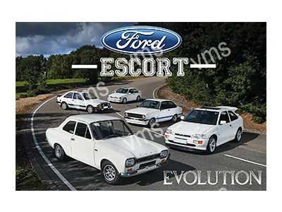 FORD0565 ESCORT EVOLUTION VINTAGE METAL SIGN 18"X12"