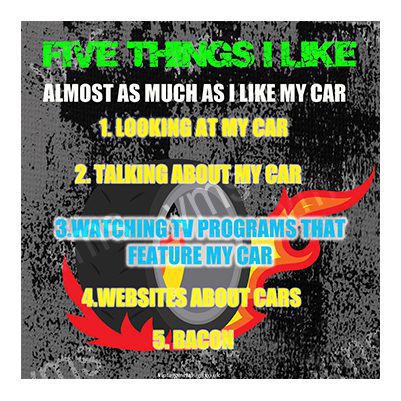 HHU0275 FIVE THINGS I LIKE ABOUT MY CAR FUNNY METAL SIGN 12"X12"