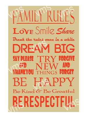 HHU049 - Family Rules -METAL SIGN  12"x18"