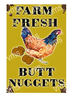 HHU0777 BUTT NUGGETS FUNNY METAL SIGN  8"X12"