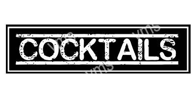 HHU0813B COCKTAILS B/W  BAR METAL SIGN 18"X4.5"