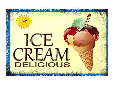 ICE0102 ICE CREAM DELICIOUS METAL SIGN 12"X8"