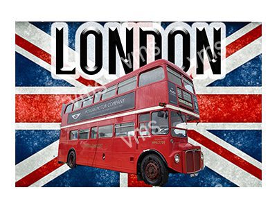 LON001 LONDON BUS METAL SIGN 18"X12"