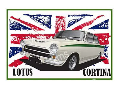 LOT0106 FORD LOTUS CORTINA UNION JACK METAL SIGN  18"X12"