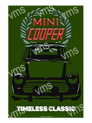 MINI0104 MINI COOPER TIMELESS CLASSIC METAL SIGN  8"X12"