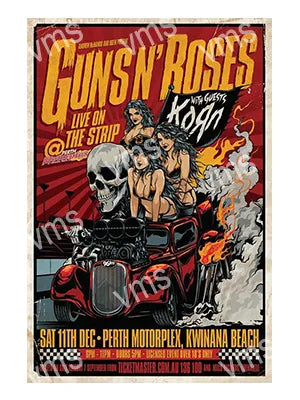 MUSIC0125C GUNS AND ROSES LIVE METAL SIGN  8"X12"