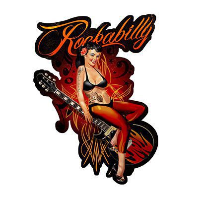 MUSIC1001 ROCKABILLY PLASMA SHAPE METAL SIGN  16"X24"