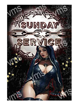 PIN0155B SUNDAY SERVICE PIN UP METAL SIGN 12"X18"