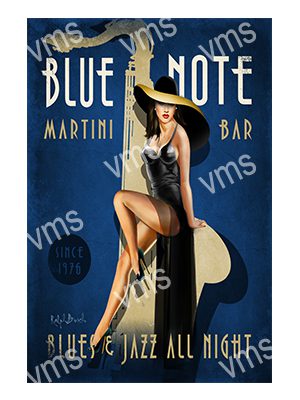 PIN0158A BLUENOTE MARTINI PIN UP METAL SIGN  12"X18"