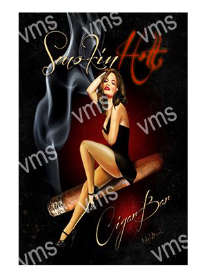 PIN0159A SMOKING HOT PIN UP CIGAR METAL SIGN 12"X18"