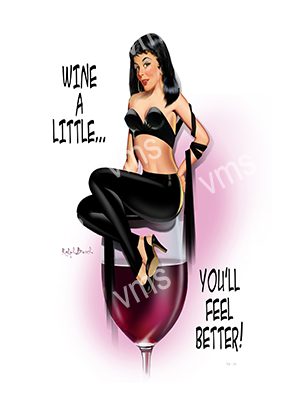 PIN0161A WINE A LITTLE PIN UP METAL SIGN 12"X18"