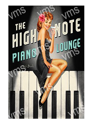 PIN0185A HIGH NOTE PIANO PIN UP METAL SIGN 12"X18"