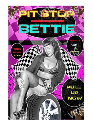 PIN220B PIT STOP BETTIE PINK 12"X18"