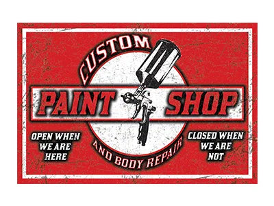 SHP003 - Paint Shop CUSTOM PAINT SHOP METAL SIGN - 12"x18"