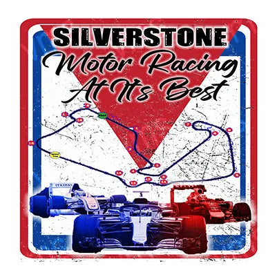 SILV003 SILVERSTONE RACE CIRCUIT RED WHITE BLUE METAL SIGN RUST EFFECT 12"X12"