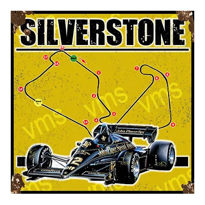 SILV005 SILVERSTONE RACE CIRCUIT VINTAGE METAL SIGN RUST EFFECT 12X12