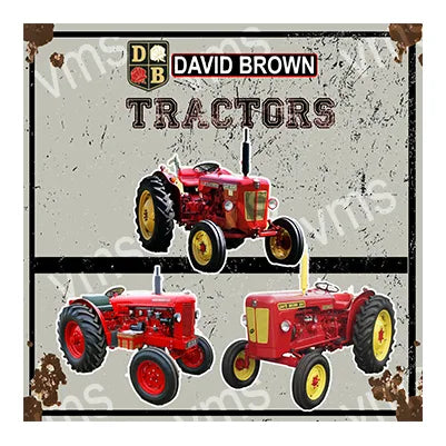 TRACT001A DAVID BROWN TRACTORS METAL SIGN 12"X12"